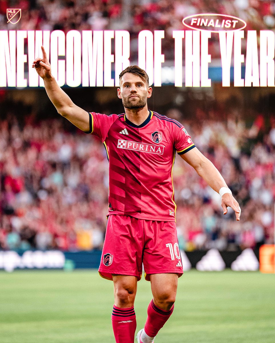 stlCITYsc's tweet photo. MLS 𝗡𝗲𝘄𝗰𝗼𝗺𝗲𝗿 𝗼𝗳 𝘁𝗵𝗲 𝗬𝗲𝗮𝗿 𝗙𝗶𝗻𝗮𝗹𝗶𝘀𝘁

Edu Löwen 🦁 | #AllForCITY https://t.co/vBqiMFukk5