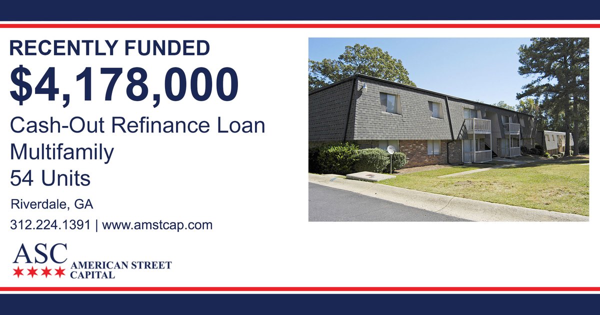 AmericanStCap's tweet photo. American Street Capital Arranges $4.1M Cash Out Loan for Georgia Multifamily Complex #Housing #Debt #Agency #Riverdale #Atlanta https://t.co/gvj7fd5tCS https://t.co/98nRsODAUk