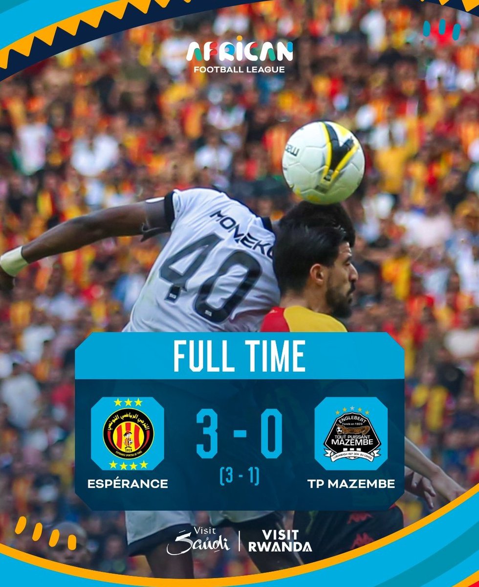 #football <a href="/afl_africa/">afl_africa</a> : <a href="/Esperance_TN/">Espérance De Tunis</a> en demi-finale après sa brillante victoire sur <a href="/TPMazembe/">TP Mazembe</a> . Courage aux joueurs congolais.