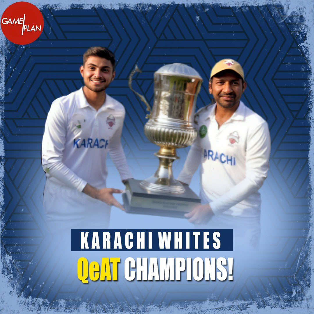 GamePlanPK's tweet photo. #KarachiWhites #Champions 🏆 

Congratulations 🎉 Captain @SarfarazA_54 &amp; your team &amp; our young talent @Aaliyan09 ✊

Intent, talent, perseverance, strength, team effort &amp; belief is the recipe for champions! https://t.co/Air3LJ5fMy