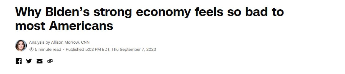 charliekirk11's tweet photo. 4.9% GDP is a fake number.

The fastest growing component of that number was Government spending!

This is a fantom GDP all built on debt and DC's addiction to spending.

That's why 70% of Americans say the economy is terrible and why CNN has gone full PRAVDA to cover for Biden. https://t.co/nxhlsOZA25