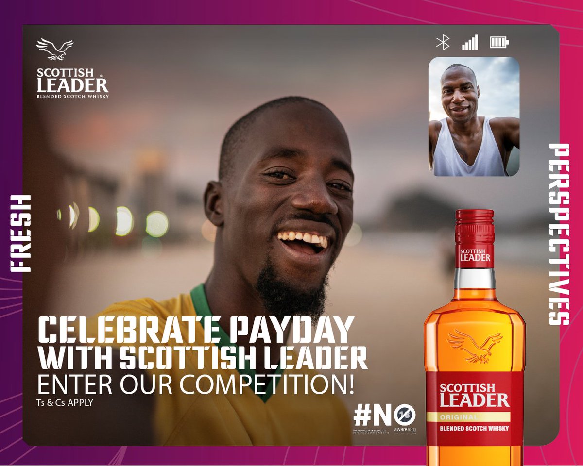 scottishleader's tweet photo. Celebrate Pay Day with Scottish Leader and win! Buy any Scottish Leader bottle in-store, send us your till slip and you could win part of R1M data. Why wait? 

https://t.co/afU81NSCca​ 
#FreshPerspectives #ScottishLeader https://t.co/0QQVRbHzAS