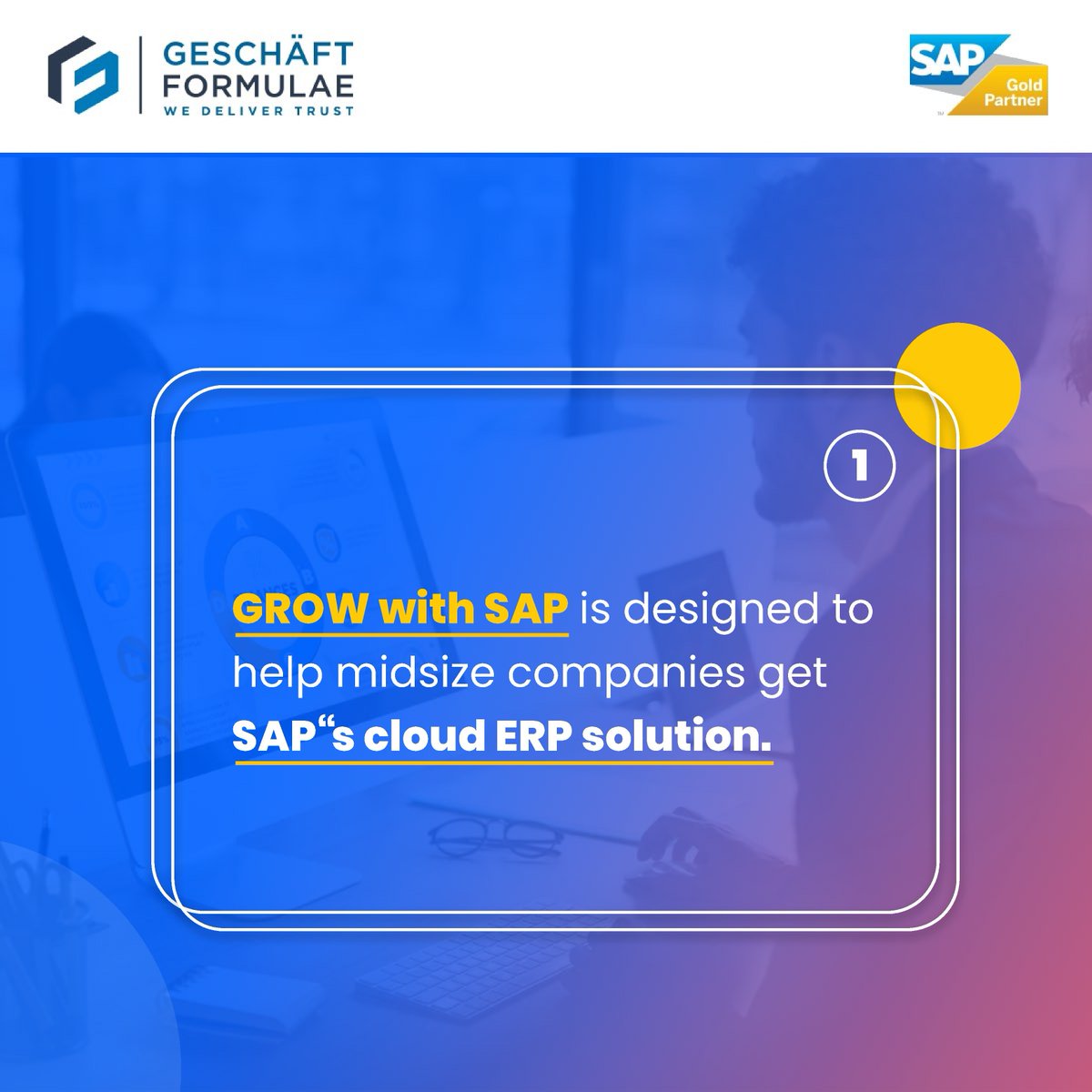 GeschaftIndia's tweet image. Discover the future of midsize business growth with GROW with SAP. Our cloud ERP solution, SAP S/4HANA Cloud, brings innovation to your doorstep, supported by AI, automation, and the SAP Business Technology Platform. #SAPAdvantage #GlobalGrowth