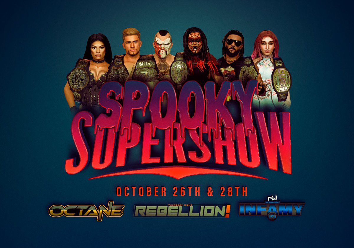 R3ALBRETT's tweet photo. NIGHT 1 Spooky SuperShow happens tonight!!

-Gauge/PK ChampVSChamp
-Richy/Dante US Tournament RD1
-Kate Rose/Layla Williams #1 Contender
-Seth Brault vs MC’s newest Network Member
-Plus MUCH MORE

Tune in tonight for all the action!! https://t.co/N2CMD8u7E2