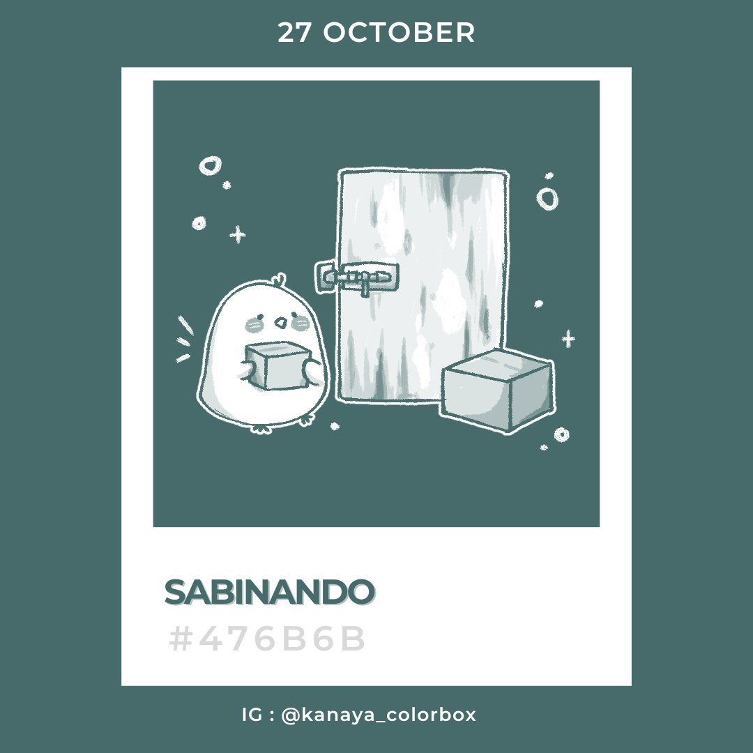 KaNaYa_KNa's tweet photo. 27 October | #476b6b
Sabinando | 錆納戸(さびなんど)
ซาบีนันโด
https://t.co/2oY2KMqYSg
─────────────────────
錆
rust
納戸
storage room,greyish blue
─────────────────────
#Birthday_Color
#27October #10月27日
#kanaya_colorbox_challenge https://t.co/Kizb97MbLU