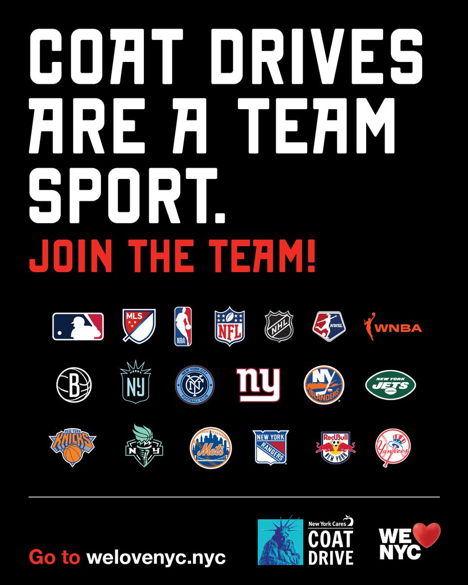 It’s the 35th Annual @NewYorkCares Coat Drive ‼ For the first time, @welovenyc is uniting all the major sports leagues &amp; NYC teams to help collect coats for all those in need.

Join the <a href="/NBA/">NBA</a> &amp; <a href="/WNBA/">WNBA</a> &amp; help make this the biggest NYC coat drive ever at newyorkcares.org/coats