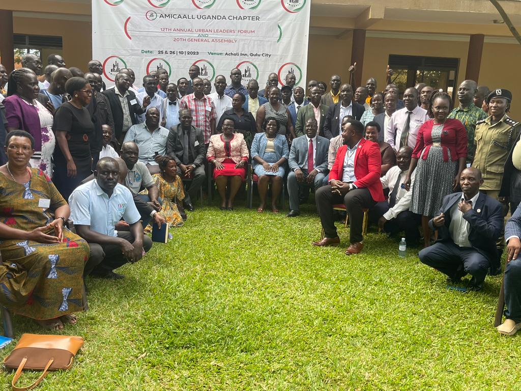 #AMICAALLUpdates #ULF #AGM_2023 Urban Leaders pose for a photo with the minister of state for Northern Uganda, @KwiyucwinyGrace during 12th Annual Urban Leaders Forum and 20th AGM for @amicaallug held at @AcholiInnHotel in Gulu.