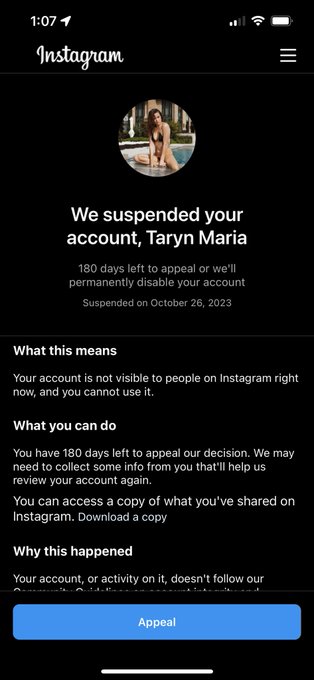 @Meta is a joke. 2 accounts &ldquo;suspended&rdquo; for no reason. No violations, no warnings, I have the most basic<a class="tags" target="_blank" title="On Twitter" href="/?out=eyJ0eXAiOiJKV1QiLCJhbGciOiJIUzUxMiJ9.eyJpYXQiOjE3MjM0OTI1NjEsImlzcyI6InR3cG9ybnN0YXJzLmNvbSIsIm5iZiI6MTcyMzQ5MjU2MSwiZXhwIjoxNzU1MDI4NTYxLCJyZWRpcmVjdF91cmwiOiJodHRwczovL3R3aXR0ZXIuY29tL01ldGEifQ.h7odOs6JPhBSTz7acgxkAHQc1S39DPAnomFtGDppJc3hYGY9J7We6XW2y-yl13Z8zvzZbFG8HOcCoanXJu2rsg">@Meta</a>
