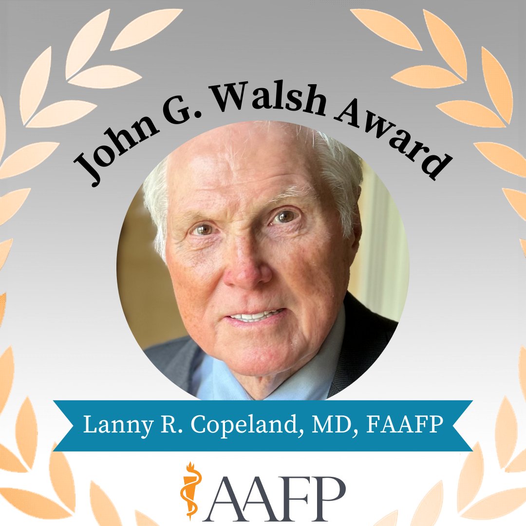 🎉 Congratulations to this year’s John G. Walsh Award recipient, Dr. Lanny Copeland! Dr. Copeland’s leadership, dedication and his unwavering commitment to family medicine has improved access to care in his communities: bit.ly/493lcNk