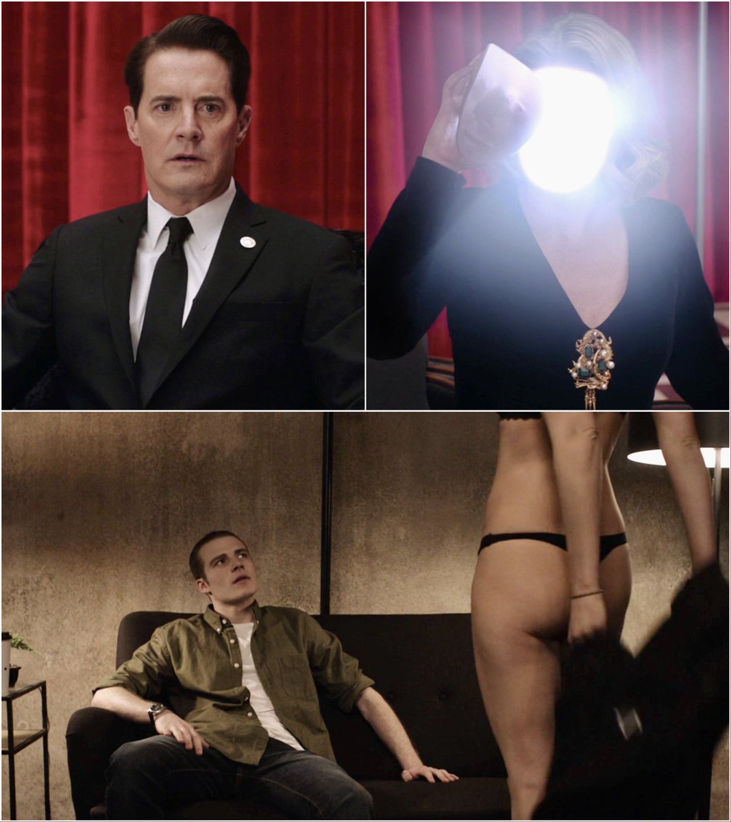 Prior to leaving, Laura unveils her inner self to Cooper. We also see a type of "unveiling" sequence...