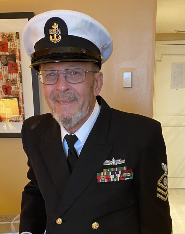 My BillDad passed away after vigorously fighting an aggressive sarcoma. I have been honored to assist him through his long journey along with my Mom. He retired as a Navy Chief. He ended his 21 year service on the USS John K Kennedy (CVA-67). He is with Jesus now, and his