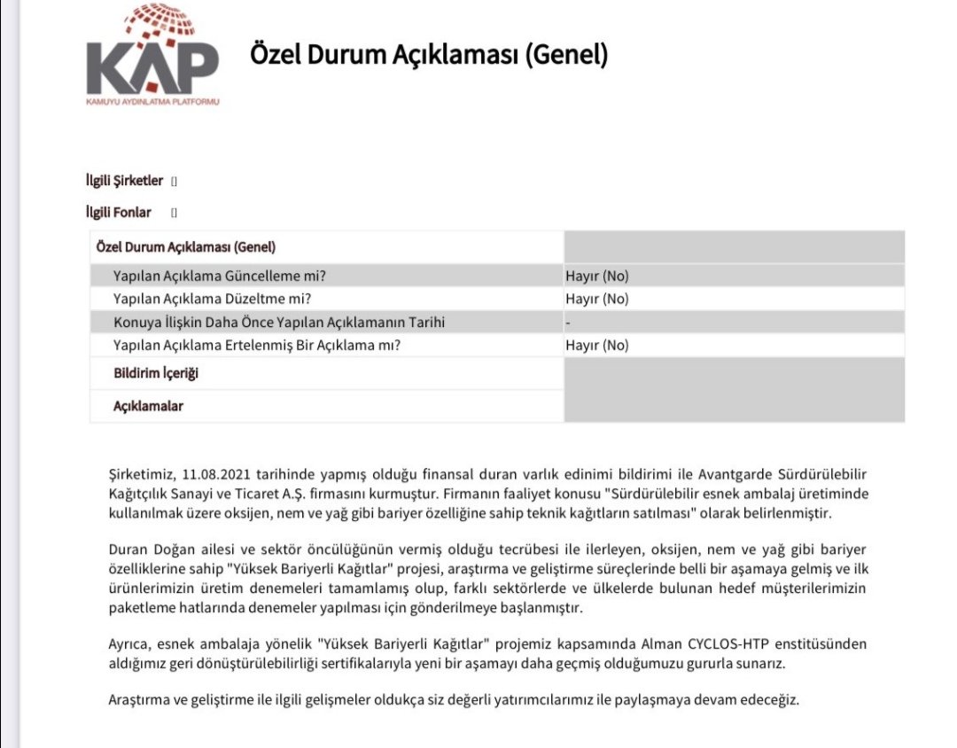 #durdo
👉Piyasa kap haberini anlamadı daha doğrusu kap haberi bence eksik verildi. ürünün özelliği nedir? piyasayı nasıl  etkileyecek? piyasada aynı ürün varmı? Piyasa bu ürüne nasıl talep gösterecek.bu üründen ticari olarak gelir olarak ne hedeflenmekte? Cirolar etkisi ne olack