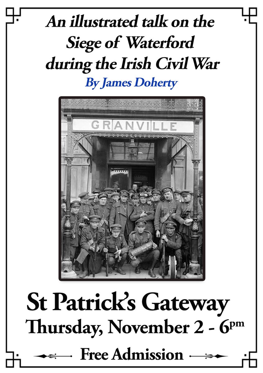 Hi all , I'm doing a talk on the Irish Civil War Siege of Waterford as part of the decade of centenaries, any retweets especially if your in the #Waterford area would be much appreciated.