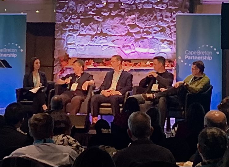 Richmond County showing up strong on the first panel discussion of the day at the Cape Breton Partnership #InvestorSummit2023!  Paul Harrington of St. Peter’s with Cape Breton Capitol Group and Michelle Samson of L’Ardoise with Storied Places Media!