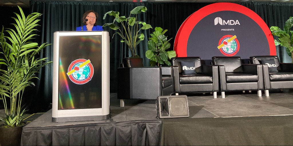 MDA_space's tweet photo. Dr. Minda Suchan, MDA VP Geointelligence, welcomes customers and partners to Day Two at our #EarthInsight conference in Richmond, B.C. We've a full day ahead of discussions concerning Earth observation technology, trends and opporunities!
#MissionMD https://t.co/AYyhR16EqJ