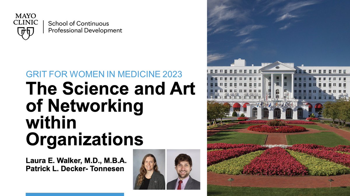 You won't want to miss our workshops this afternoon! Laura E. Walker, M.D., M.B.A. and Patrick L. Decker- Tonnesen will lead the workshop 'The Science and Art of Networking within Organizations' at #MayoGRIT @LauraWalkerMD @smoeschlerMD @anjalibhagramd @MayoEquity