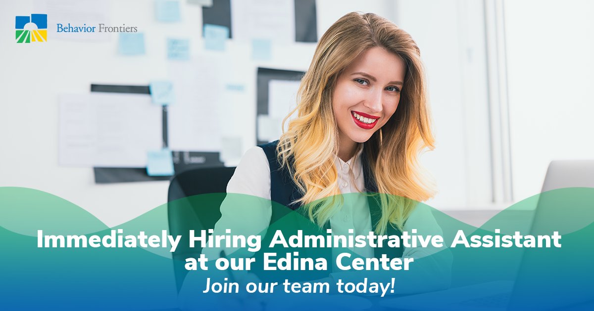 We are immediately hiring an Administrative Assistant at our Edina Center! Help us create a world without limits! Apply online today! loom.ly/Fq2Hbbo
Tag our insta @joinbehaviorfrontiers and @behaviorfrontiers
#hiring #administrativeassistant #edina #aworldwithoutlimits