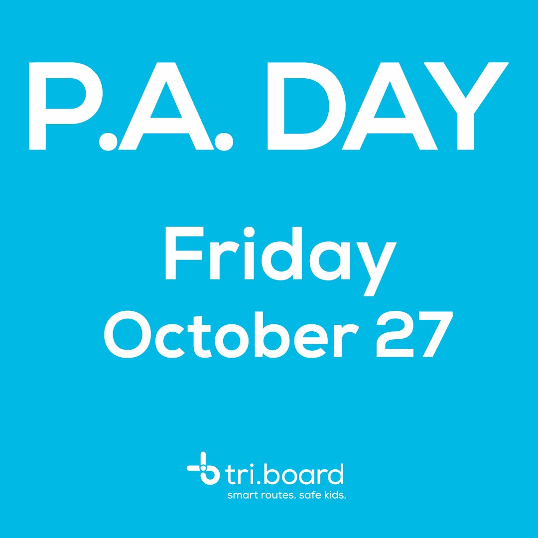 Friday October 27 is a PA Day. We hope students enjoy their long weekend
