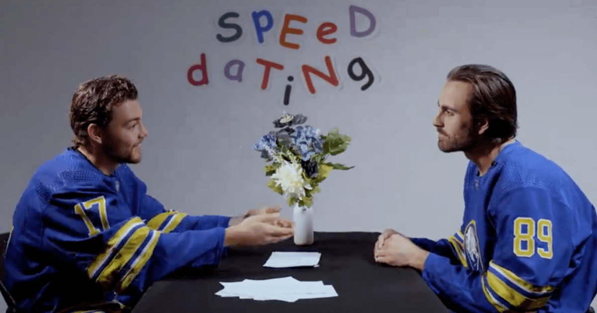 instinctmag's tweet photo. WATCH: Totally Gay for NHL Hotties Tyson Jost and Alex Tuch on a Speed Date! https://t.co/QW6pyfMxJs #Entertainment #AlexTuch #BuffaloSabres #LGBTQ #NHL https://t.co/AcHjGY7bWZ