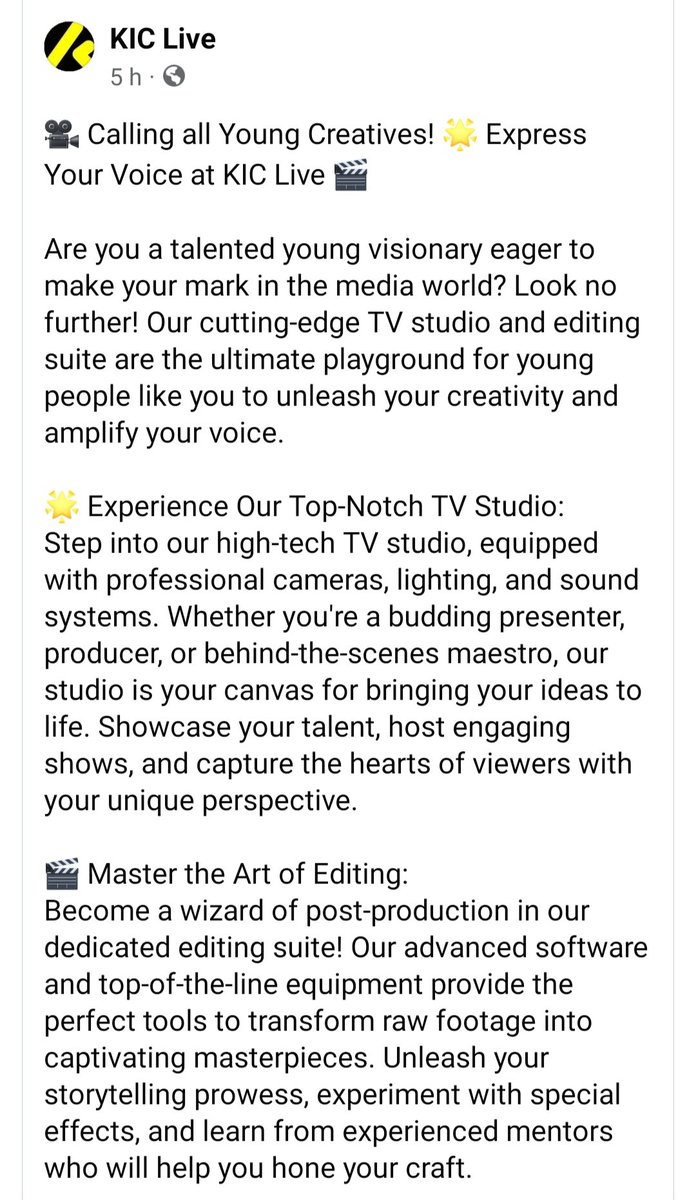 KIC_Live's tweet photo. 🌟 Calling All Young Creatives! 🌟 https://t.co/5gkCsIoQXw