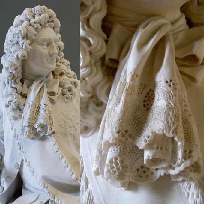 JamesLucasIT's tweet photo. Handkerchief detail of the Duc de Montausier's marble statue made by French sculptor Louis Philippe Mouchy in 1781 https://t.co/p98yQa3bIP