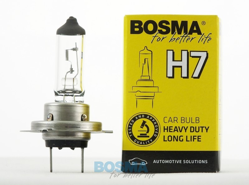 H7 55W PX26d 12V Long Life Heavy Duty
Bij Lampengrossier.com verkopen wij  H7 lampen van het type long-life heavy duty.
Deze H7 lampen gaan veel langer mee dan de gewone H7 lampen.
Dit komt door de #BOSMA H7 Heavy Duty kwaliteit!
12 Volt / 55 Watt H7
Branduren: +/- 900 uur