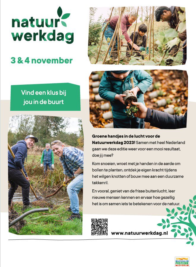 Knotploeg Duiven doet dit jaar weer mee aan de Landelijke Natuurwerkdag 4 november! Heb je zin om in de natuur te werken en te helpen je omgeving mooier te maken? Meld je dan aan. natuurwerkdag.nl <a href="/SLGelderland/">Stichting Landschapsbeheer Gelderland</a> <a href="/GemeenteDuiven/">Gemeente Duiven</a> <a href="/DuivenBeleven/">Even Duiven Beleven</a>