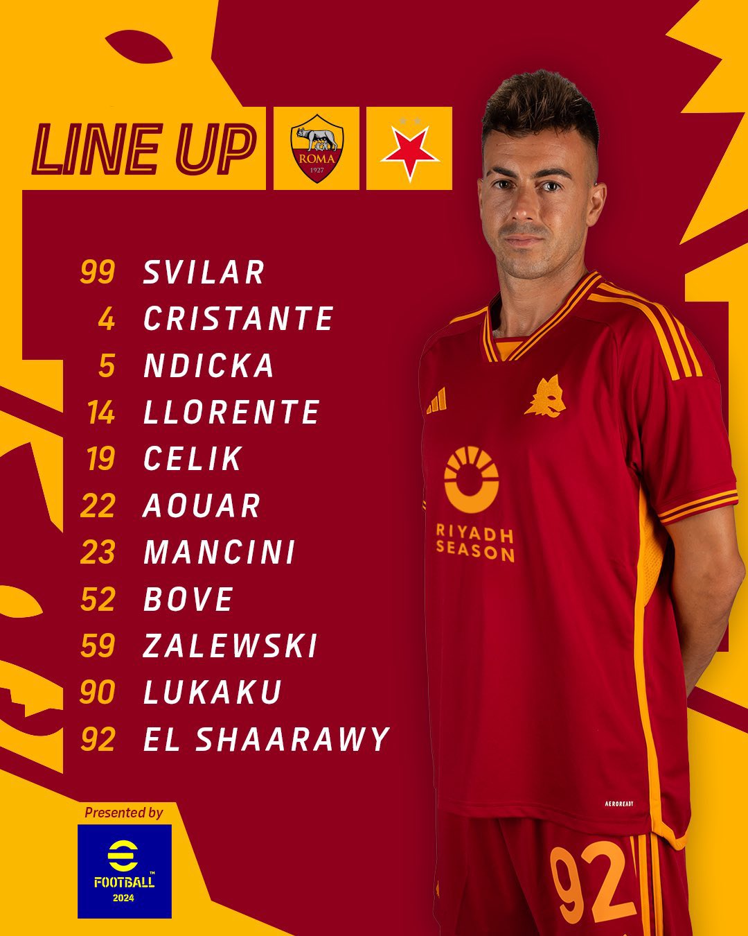 Team news: El Shaarawy returns to starting XI against Slavia