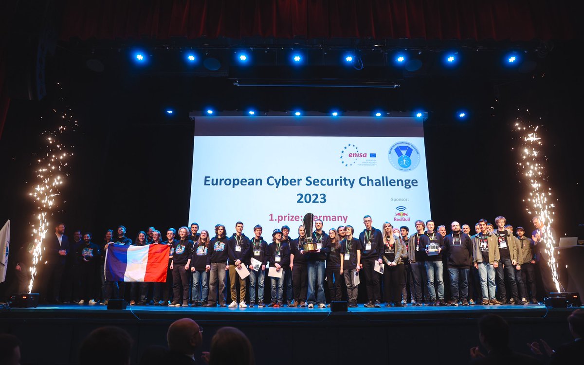 🏆 Germany is the winner of #ECSC2023! 🥈Switzerland 🥉Denmark Congratulations to all the young #cybersecurity talents for your efforts and commitment! Ci vediamo in Italia in 2024! 🇮🇹 @enisa_eu @NTNU