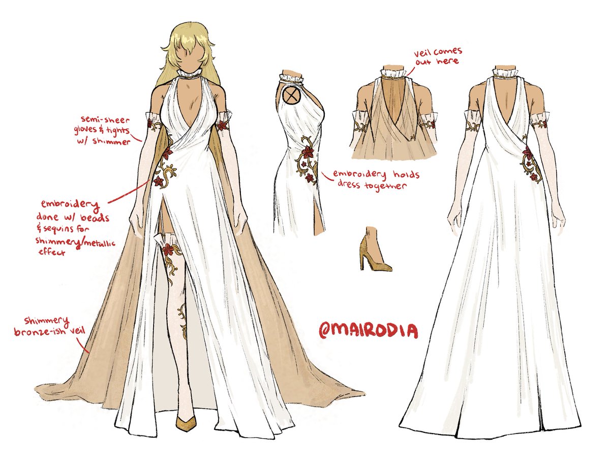 A wedding dress for Igrene for @igrenefor! :) Thank you sooo much for letting me design a wedding dress, they’re my FAVORITE, this was so fun to work on ✨
#mairdraws #FireEmblem