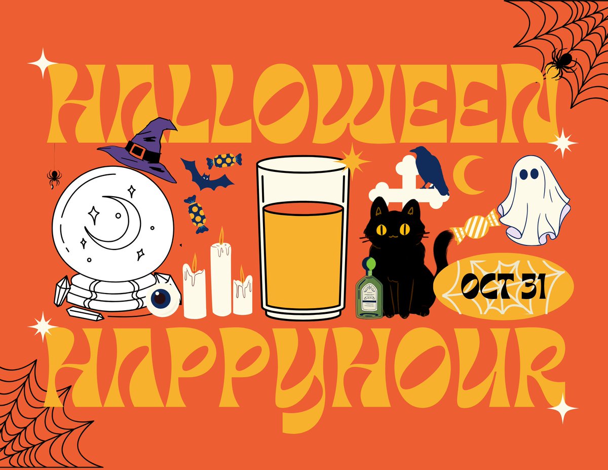 🎃 Get ready for a spooktacular time! 🍹 Join us on October 31st at 4:30 PM for our Halloween Happy Hour. Members, bring your friends and wear a costume if you'd like! It's going to be a chillingly good time! 🦇🕸️🍸 #HalloweenHappyHour