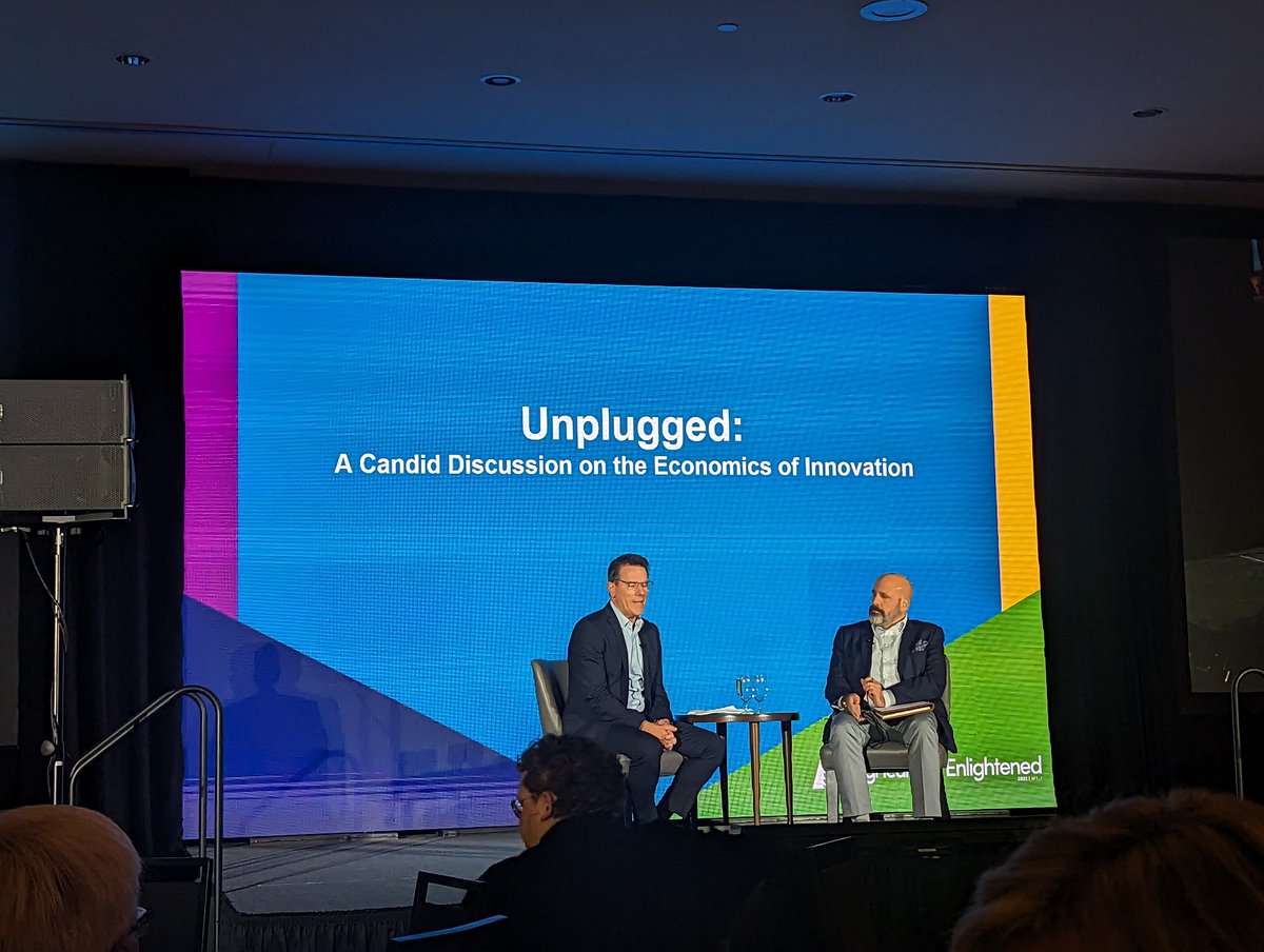 Settling in for the afternoon at #AgEnlightened2023 beginning with an unplugged session from @FredWall and @jpgervais!