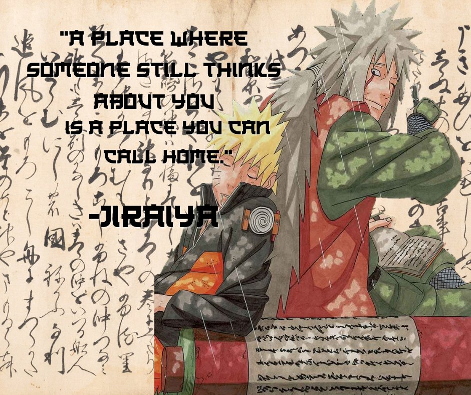 bigtexstanks's tweet photo. Some say home is where the heart is. Some say home is where you make it.
Whatever you believe, people always make it better. #Naruto #Jiraiya #quoteoftheday https://t.co/leliwtmblc