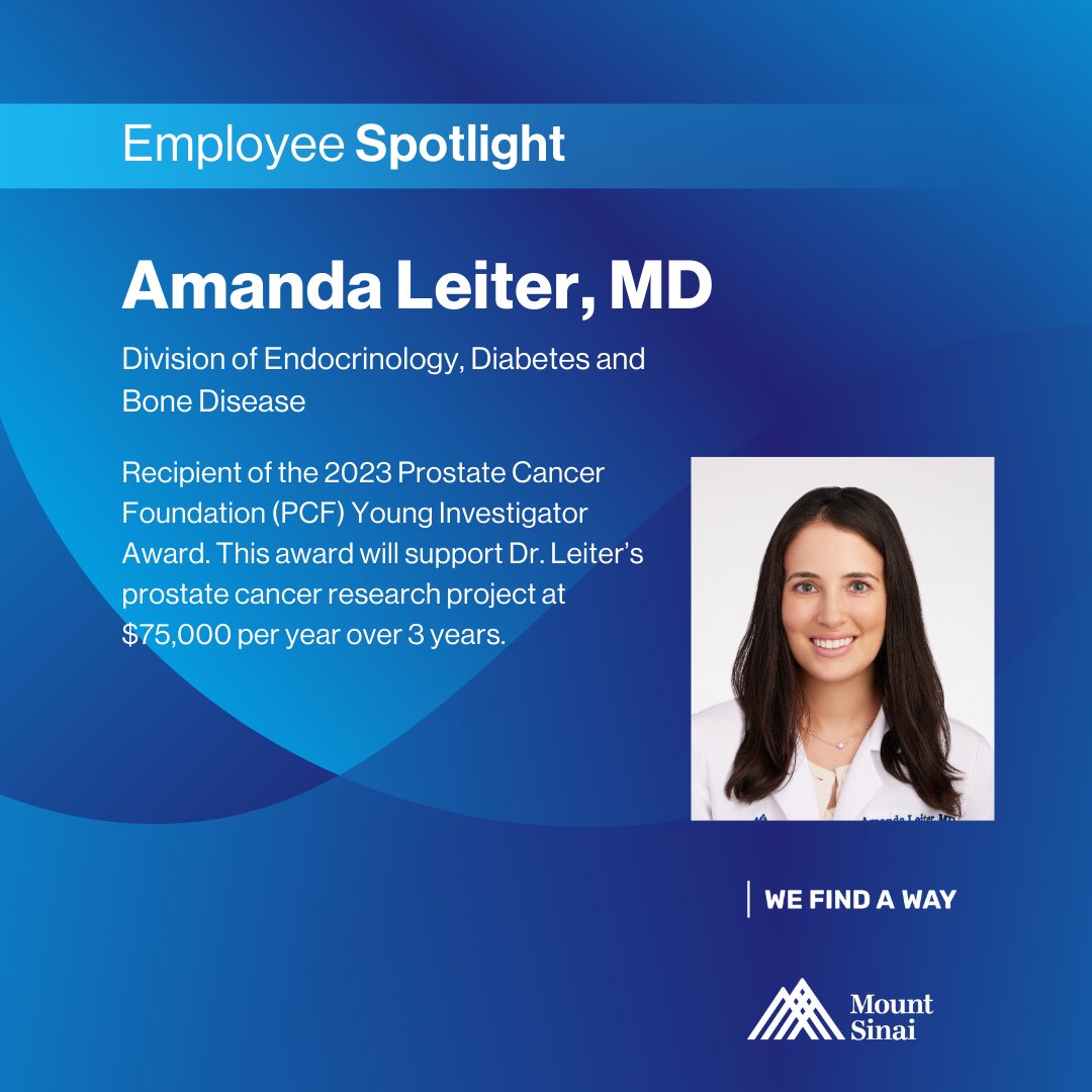 Big congratulations to Dr. Amanda Leiter on being honored with the 2023 Young Investigator Award by the Prostate Cancer Foundation! Your relentless commitment to prostate cancer research truly sets a shining example. #ProstateCancerResearch @PCFnews @AmandaCLeiter #WeFindAWay