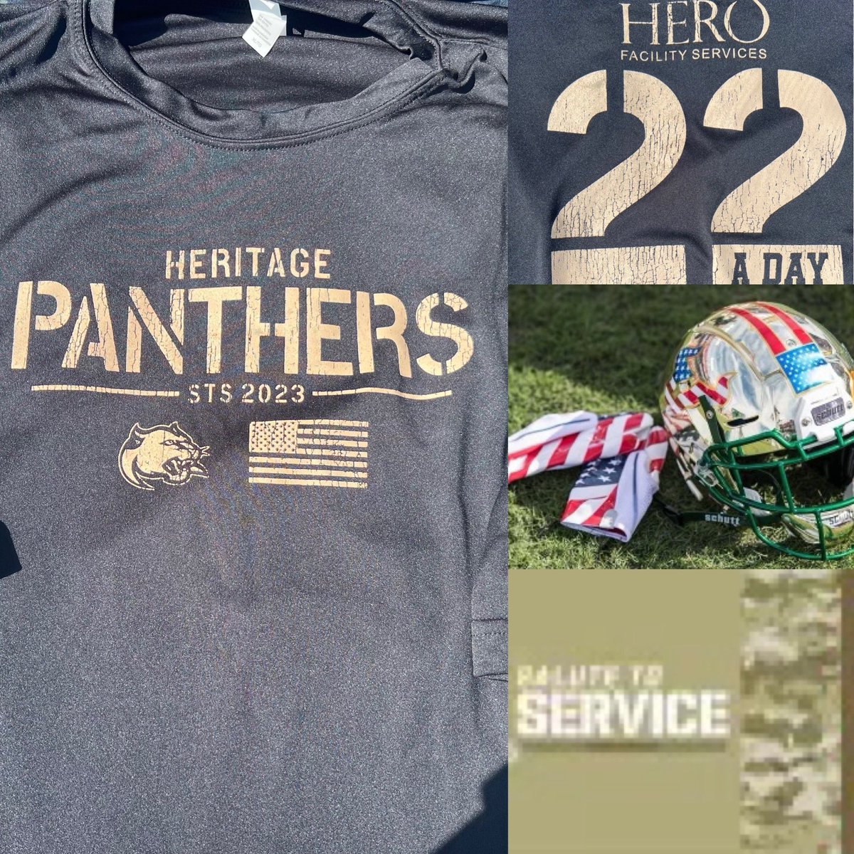 Our football team will be honoring our military with salute to service. Local recruiters will be here during the game. support our local active duty &amp; veterans. players were given shirts to bring awareness to the 22 veterans a day who we lose to suicide.