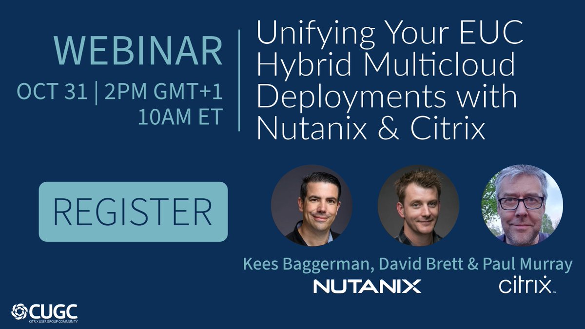myCUGC's tweet image. Next week: @nutanix &apos;s @KBaggerman and @dbretty join Citrite @slowtraintodawn to show how the hybrid multicloud platform can simplify the deployment and management of Citrix desktops, both on-prem and in the cloud.  Register:  mycugc.org/events/details…