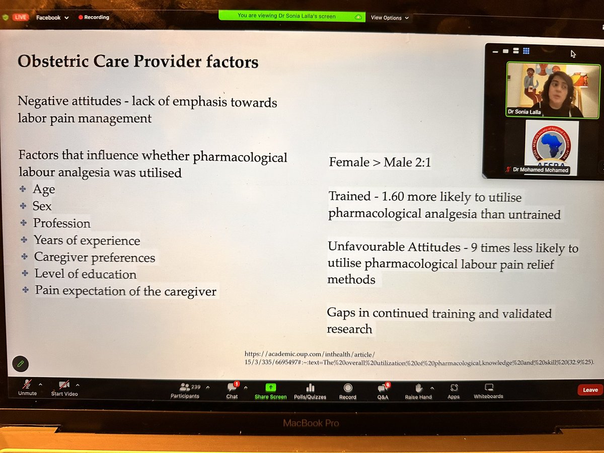 AFSRA10's tweet photo. Amazing talk by @Sonia_Lalla about real suffers and barriers of #labouranalgesia in #subsaharan Africa @ESRA_Society @AFSRA10 webinar . https://t.co/8UPOMUEtPF