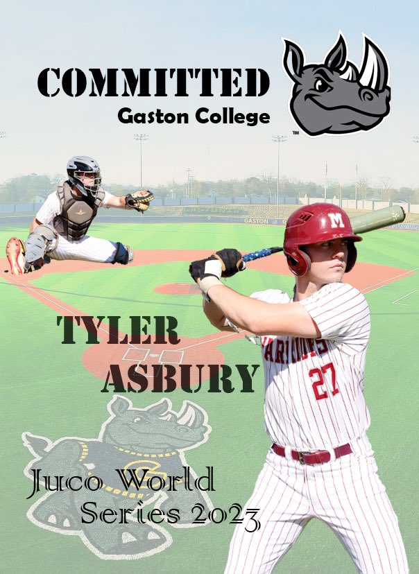 Tyler Asbury (@tylerasbury14) on Twitter photo I am excited and blessed to announce I have committed to Gaston College to further my athletic and academic career. I would like to thank God,my family, and my coaches for all of the support.<a href="/jrand_20/">Jacob Rand</a> <a href="/mayhewr93/">Ryan Mayhew</a> <a href="/USAPrimeCoastal/">USA Prime Coastal</a> <a href="/GCRhinosBSB/">Gaston College Baseball</a> <a href="/MCASportsUpdate/">Metrolina Athletics</a> <a href="/Hargetts44/">Ryan D Hargett</a> #velobarn I am excited and blessed to announce I have committed to Gaston College to further my athletic and academic career. I would like to thank God,my family, and my coaches for all of the support.<a href="/jrand_20/">Jacob Rand</a> <a href="/mayhewr93/">Ryan Mayhew</a> <a href="/USAPrimeCoastal/">USA Prime Coastal</a> <a href="/GCRhinosBSB/">Gaston College Baseball</a> <a href="/MCASportsUpdate/">Metrolina Athletics</a> <a href="/Hargetts44/">Ryan D Hargett</a> #velobarn