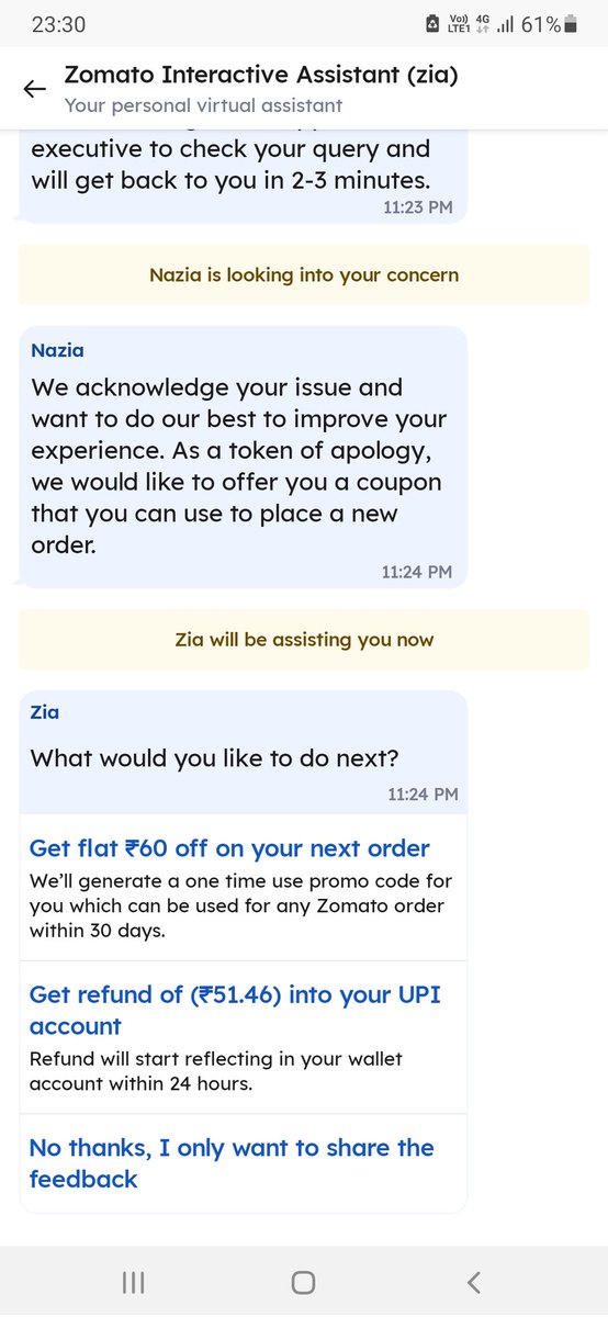 itislakshaa's tweet photo. @zomato @zomatocare @jaagograhakjago
Token of Apology= Rs 60 for an order worth Rs 200+ and rotten food which is inedible. Disgusting. Ashamed. 
#rotten #zomato #ConsumerRights https://t.co/p0jzoPTidT