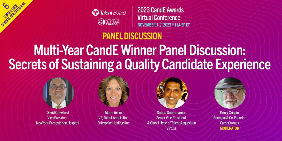See who is keynoting The 2023 CandE Awards Virtual Conference - all about Empowering Recruiting Experiences and #CandidateExperience - see the agenda, featured speakers and register here: bit.ly/3SdW2Wc #TheCandEs