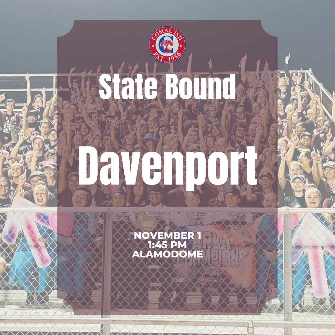 Good luck to the Davenport Marching Band at the UIL State Competition today. #comalisd #Comalgoestostate #togetherwethrive #growinggreatness #comalisdfinearts