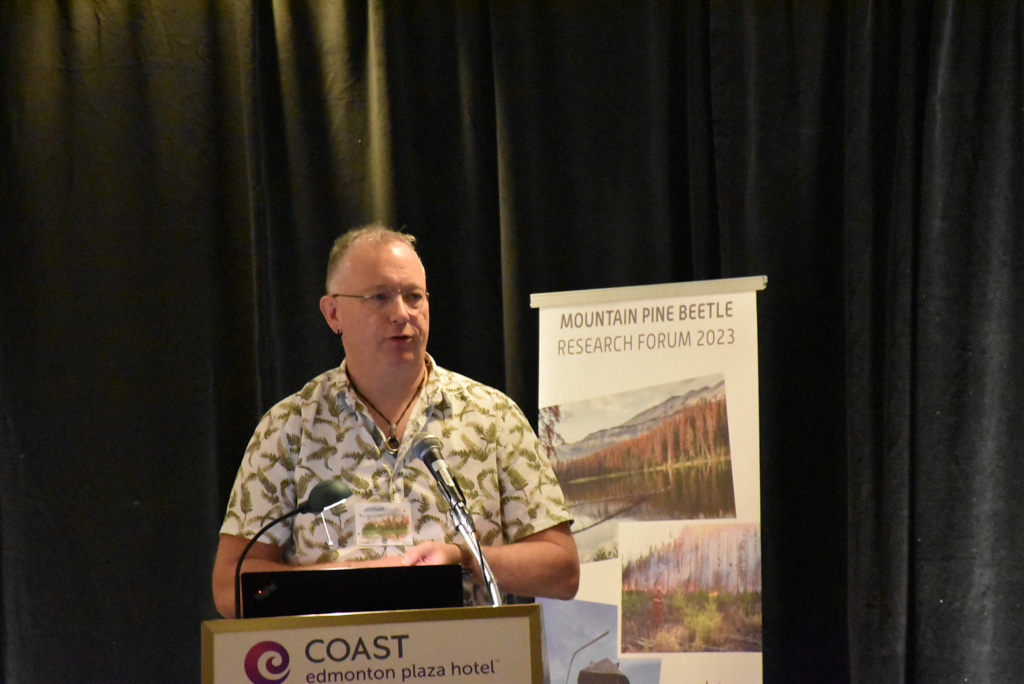 fRIresearch's tweet photo. Continuing the #MPBForum session on ecological impacts of MPB, we have had discussions on hydrology, wildlife, tree species, and even soil mycorrhizal communities! https://t.co/bB1UBisepy