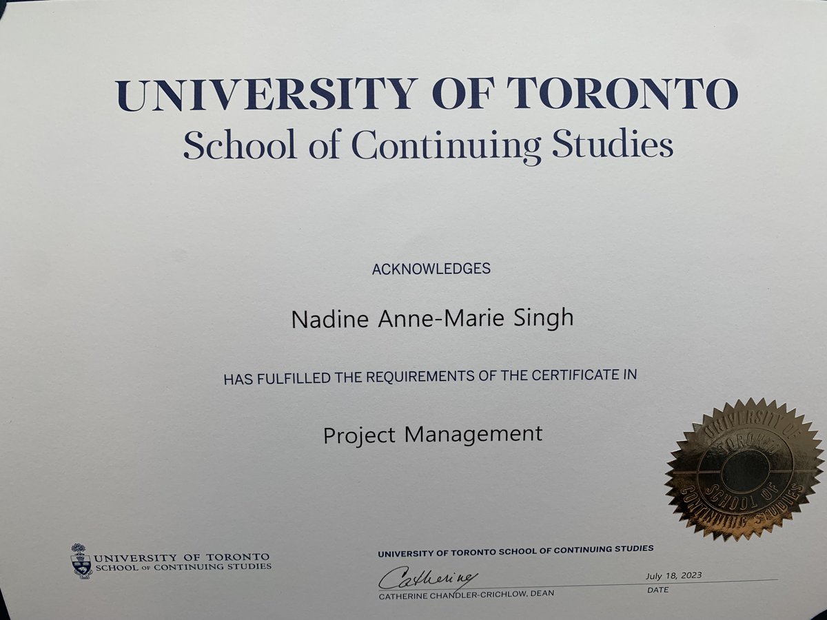 I've earned a post-graduate certificate in project management.

Initially I wanted to obtain my PMP certification, but did not have the required hours at the time. The Project Management Certificate offered by the <a href="/UofT/">University of Toronto</a> is just fine.