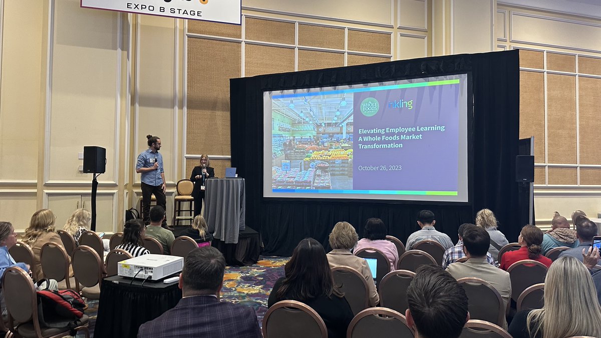inkling's tweet image. A great session right now at @devlearn with @WholeFoods Jason Ferguson on Elevating Employee Learning. Stop by Inkling booth 823 after for a Q&A with Whole Foods Market!
#EmployeeLearning #DevLearn2023