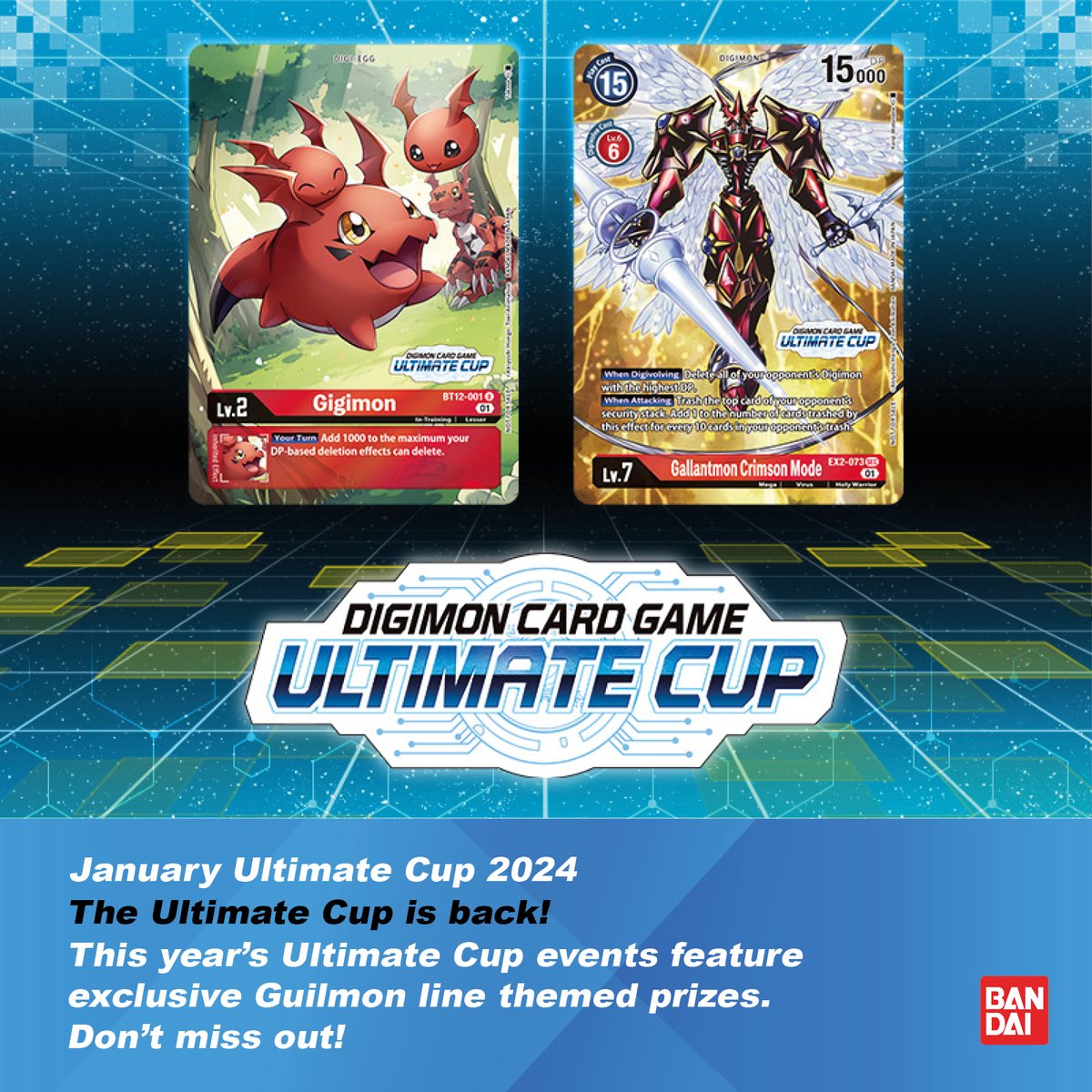 January Ultimate Cup 2024] Hello Digimon Tamers! The Ultimate Cup is back!  EUROPE Raid'n'Trade (Online)  Date: January 27, 2024 Registration opens  October 29 2023, 9AM CET https://t.co/YZmZhFxSVw Follow us to keep