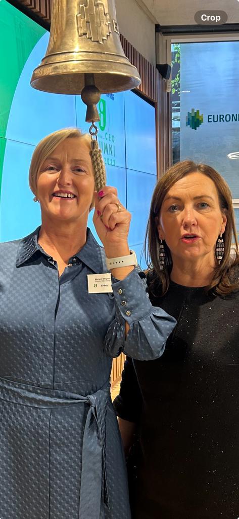 Ringing the famous bell at The Irish Stock Exchange was our CEO <a href="/miriammagnerf/">Miriam@CareerDecisions</a> who attended the <a href="/guaranteed_irl/">Guaranteed Irish</a> CEO event. Well done to all on what was a truly enjoyable day coupled with an inspiring list of speakers. Miriam is pictured with Brid O'Connell CEO <a href="/guaranteed_irl/">Guaranteed Irish</a>