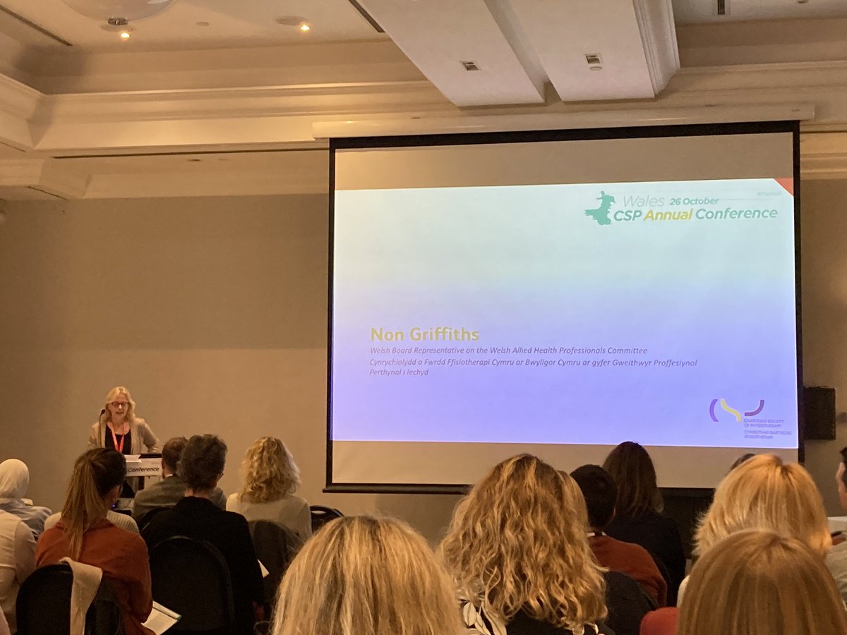Non Griffiths talking about her role as Welsh Board rep on Wales Allied Health Professions Committee #physio23