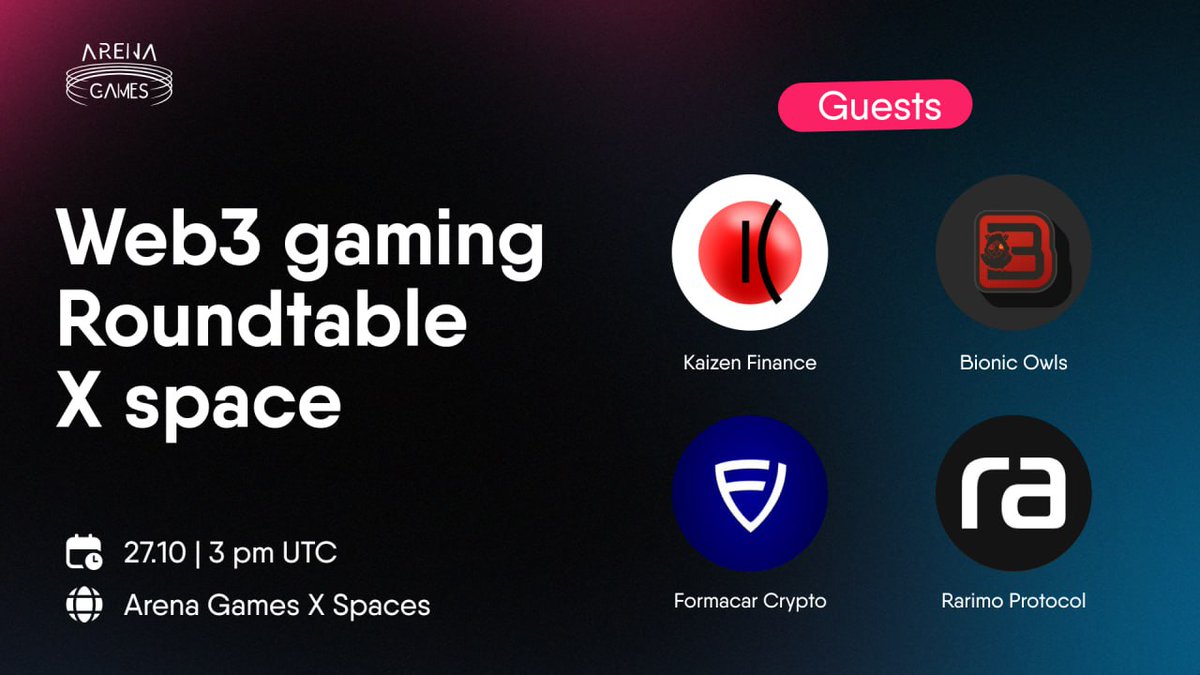 vs1_finance's tweet photo. 🎙️Set the reminder for our #web3 gaming roundtable space with special guests🤝
@kaizen_finance
@BionicOwls
@Rarimo_protocol
@Formacar_Crypto
Prepare your questions and don't forget to join the discussion on web3 gaming future with us!
⏰3 pm UTC, 27.10
🔗https://t.co/VZTro34Mr4 https://t.co/ZgOuUrJD5W
