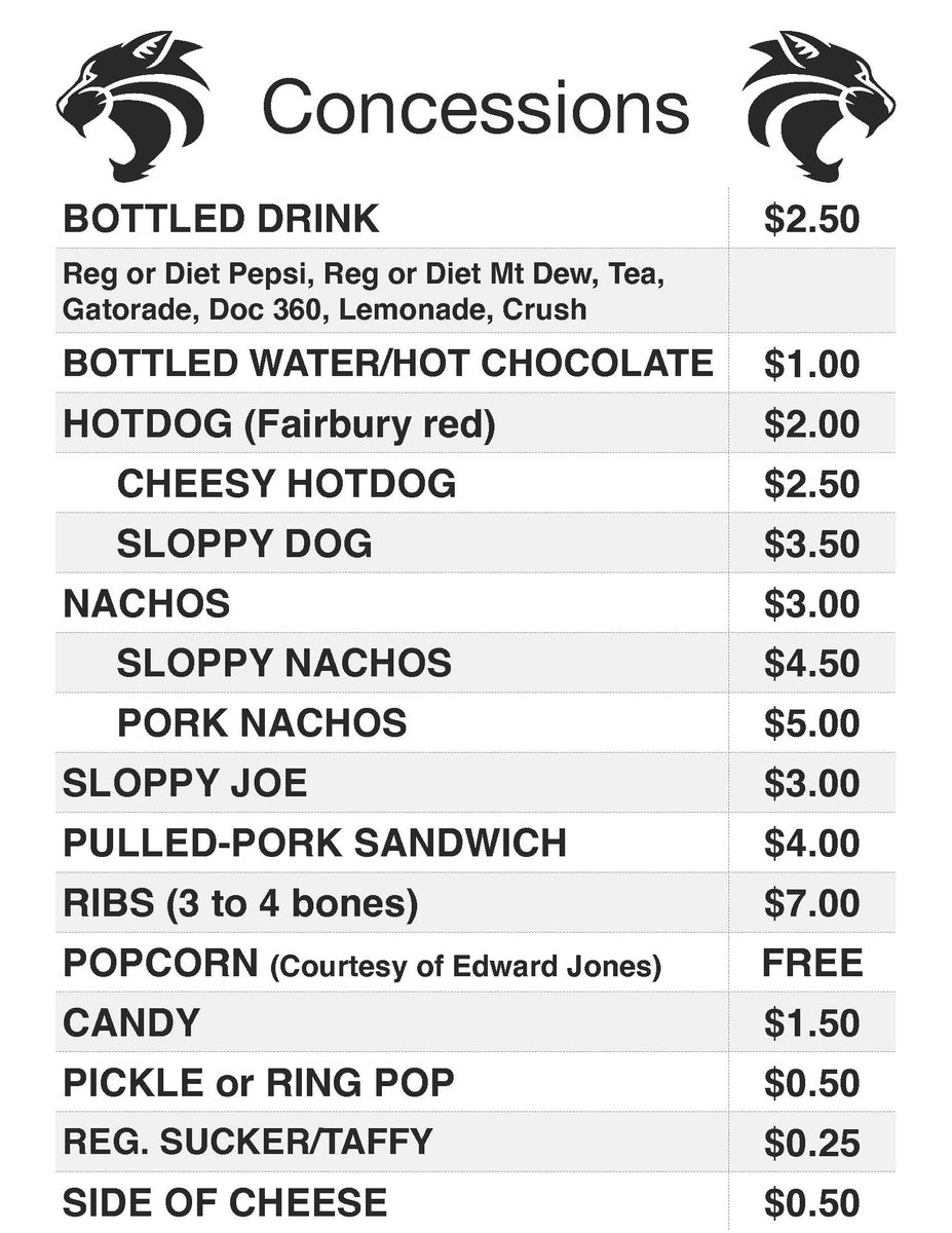 EMFConcessions's tweet photo. Round 2 is fast approaching!  Here's an updated menu of items we will be serving Friday Night.  #emfbobcats @srchuskies https://t.co/PItEouYL5v