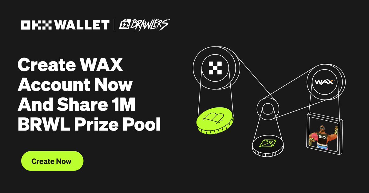 📣 Claim your share of a 1 million $BRWL prize pool when you sign up for a <a href="/WAX_io/">WAX</a> account! 

That's right, to celebrate the launch of the WAX ecosystem game <a href="/bc_brawlers/">Brawlers™</a> on Amazon <a href="/primegaming/">Prime Gaming</a> we're giving away 1M $BRWL rewards. 

Learn more 👇
bit.ly/40fcEPC